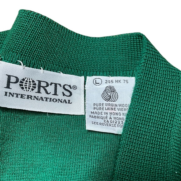 PORTS INTERNATIONAL Vintage 100% Pure Virgin Wool Long Line Open Front Cardi L - Picture 4 of 10